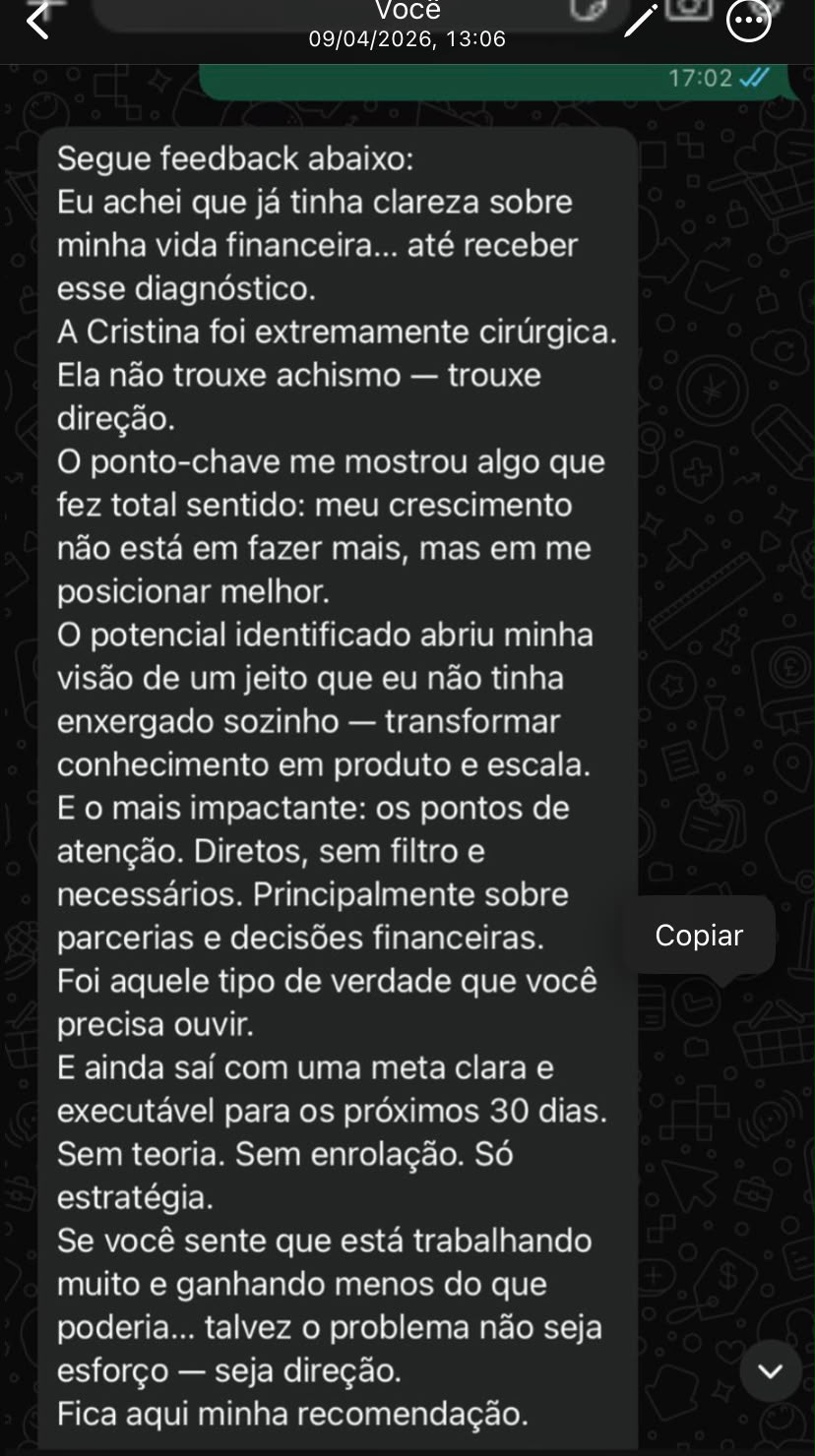 Depoimento real de cliente no WhatsApp 12