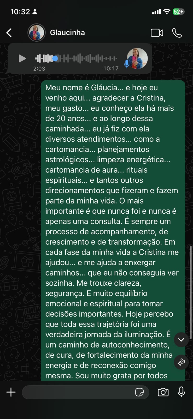 Depoimento real de cliente no WhatsApp 8
